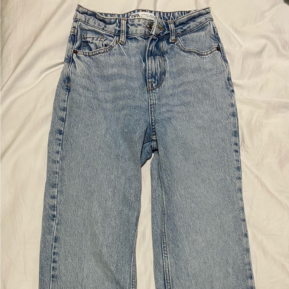 Zara Light Blue Straight Leg Jeans